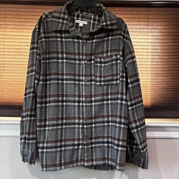 And Now This Men's Plaid Long Sleeve Button Up Flannel Shirt SZ: L - Picture 1 of 14